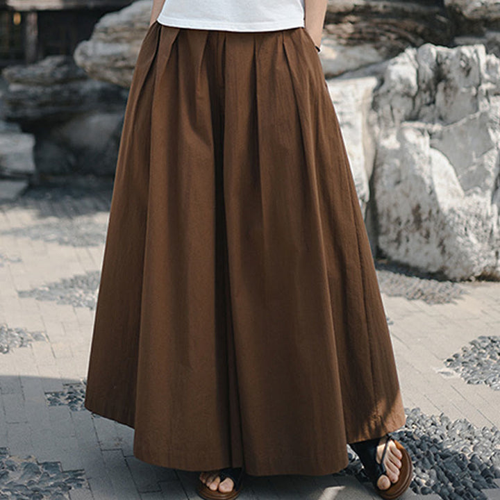 Buddha Stones Casual Plain Loose Cotton Women's Wide Leg Pants With Pockets - image 22
