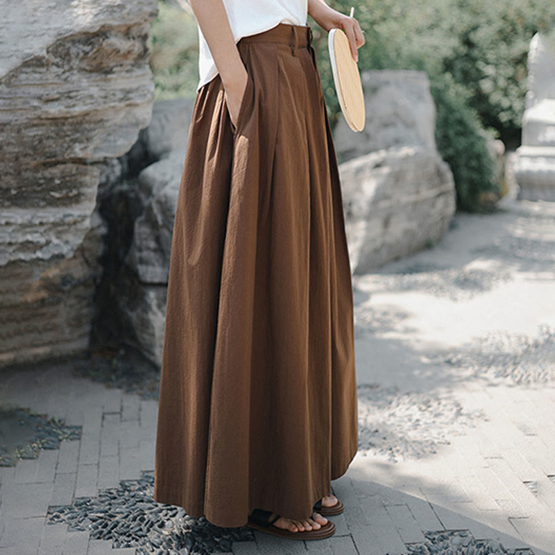 Buddha Stones Casual Plain Loose Cotton Women's Wide Leg Pants With Pockets - image 17