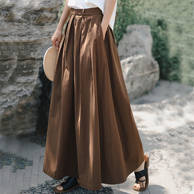 Buddha Stones Casual Plain Loose Cotton Women's Wide Leg Pants With Pockets - Sienna - US12，UK/AU16，EU44 (2XL) - image 16