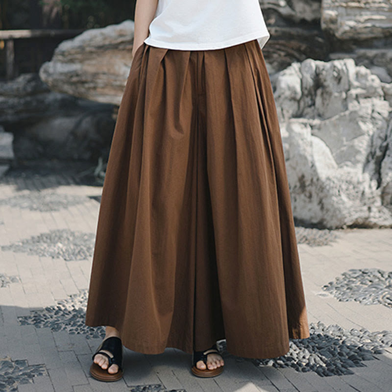 Buddha Stones Casual Plain Loose Cotton Women's Wide Leg Pants With Pockets - image 25