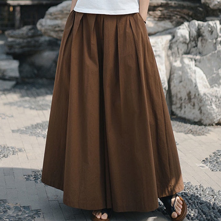 Buddha Stones Casual Plain Loose Cotton Women's Wide Leg Pants With Pockets - image 18