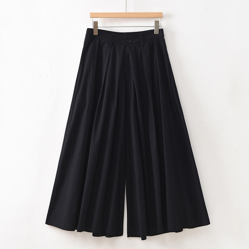Buddha Stones Casual Plain Loose Cotton Women's Wide Leg Pants With Pockets - Black - US12，UK/AU16，EU44 (2XL) - image 26