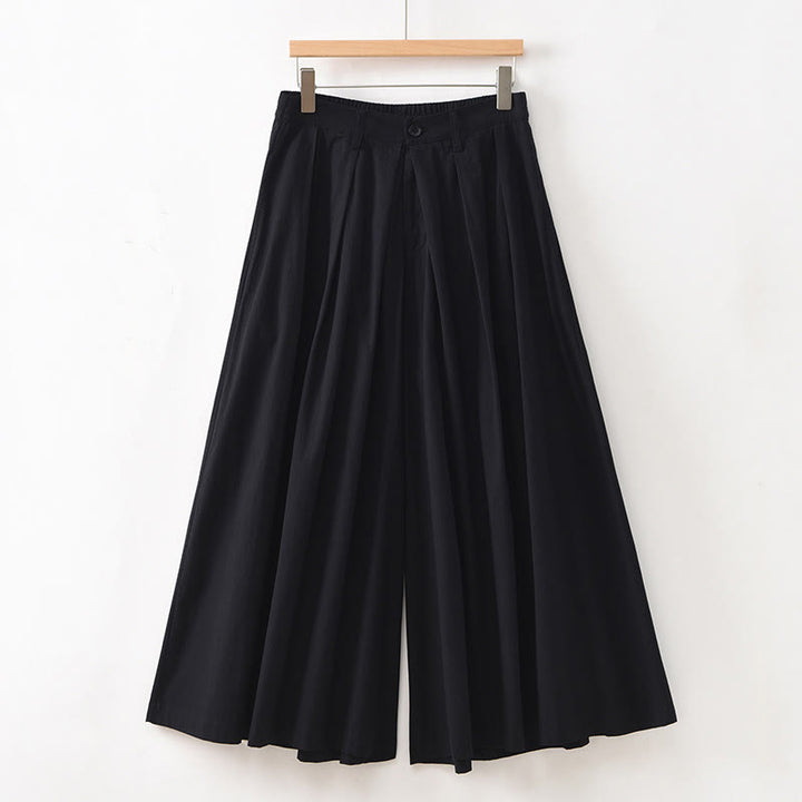 Buddha Stones Casual Plain Loose Cotton Women's Wide Leg Pants With Pockets - Black - US12，UK/AU16，EU44 (2XL) - image 26