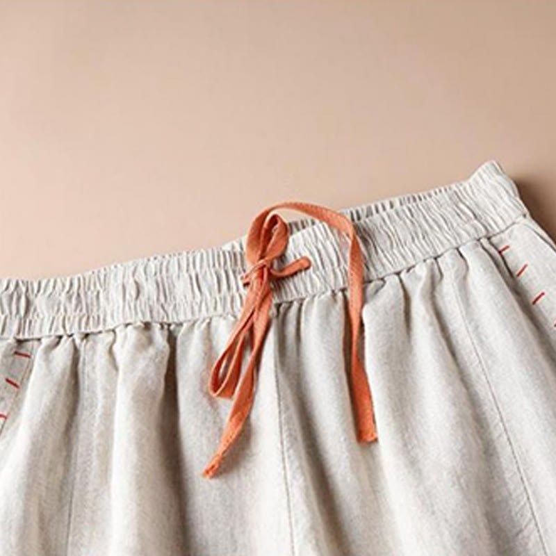 Buddha Stones Casual Cotton Slit Hem Women's 7-8 Length Wide Leg Pants With Pockets - image 1