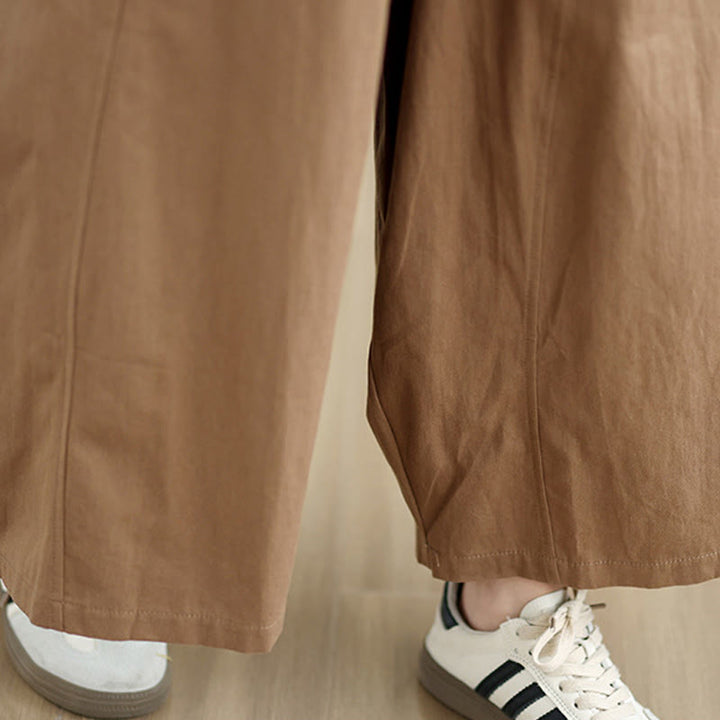 Buddha Stones Casual Plain Cotton Women's 7-8 Length Wide Leg Pants With Pockets - image 17