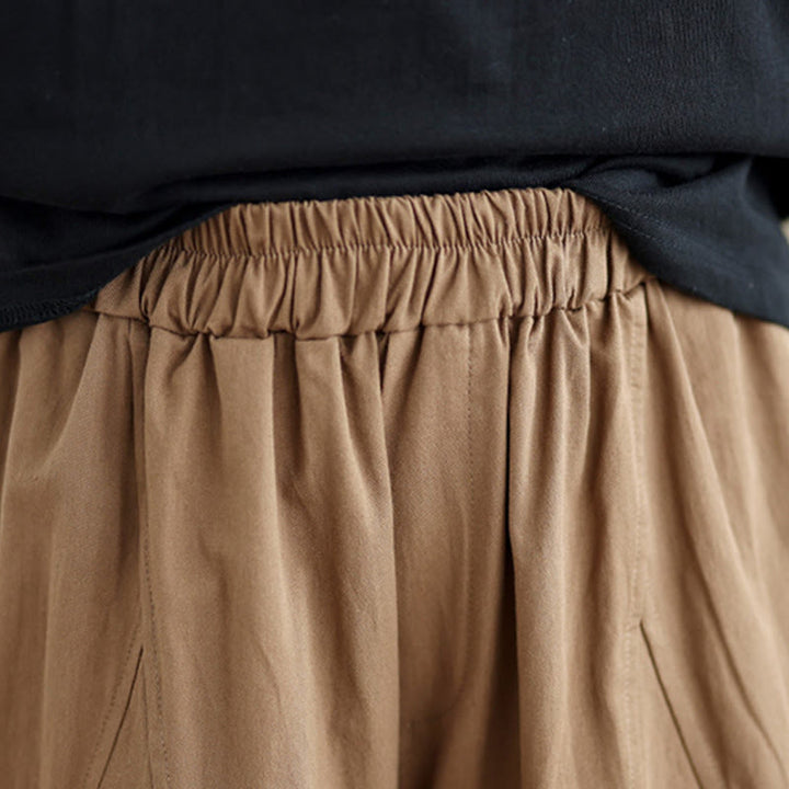 Buddha Stones Casual Plain Cotton Women's 7-8 Length Wide Leg Pants With Pockets - image 20