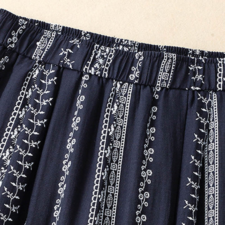 Buddha Stones Casual Vertical Printing Cotton Linen Women's Wide Leg Pants With Pockets - image 3