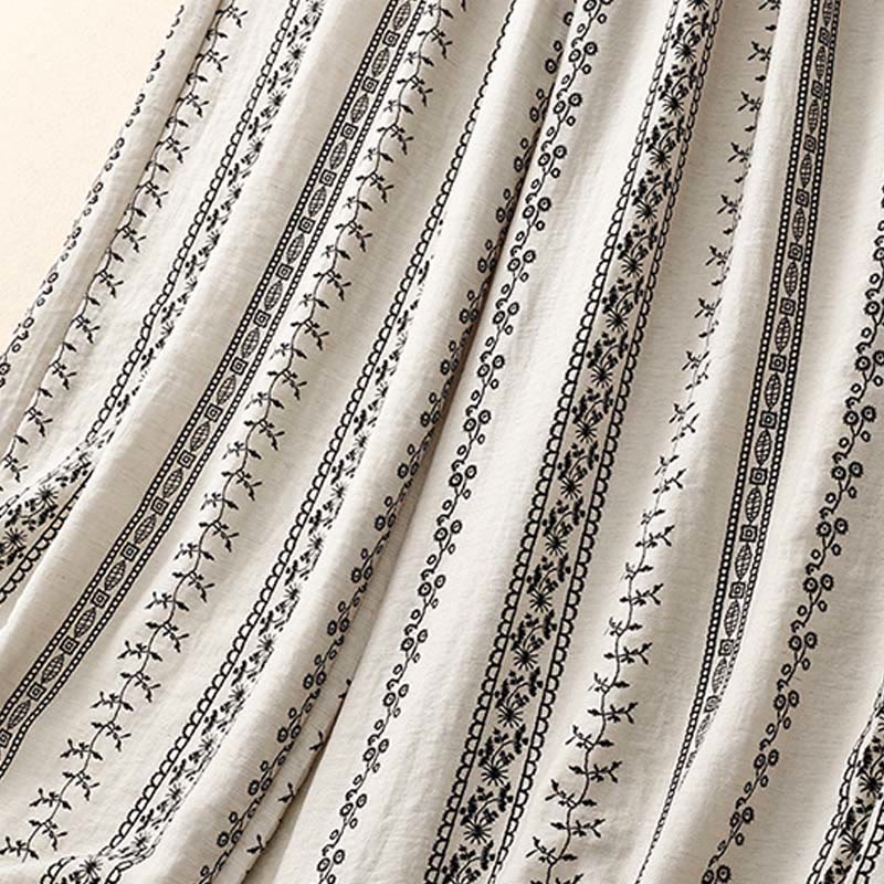 Buddha Stones Casual Vertical Printing Cotton Linen Women's Wide Leg Pants With Pockets - image 13