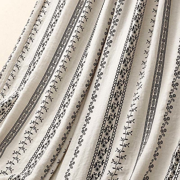 Buddha Stones Casual Vertical Printing Cotton Linen Women's Wide Leg Pants With Pockets - image 13