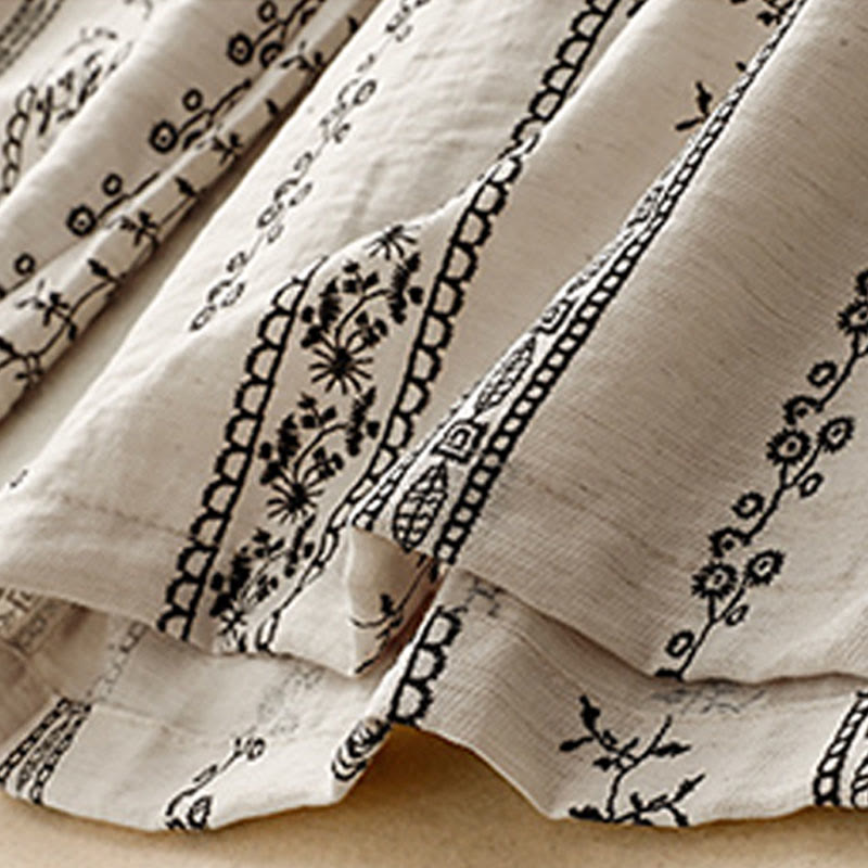 Buddha Stones Casual Vertical Printing Cotton Linen Women's Wide Leg Pants With Pockets - image 11