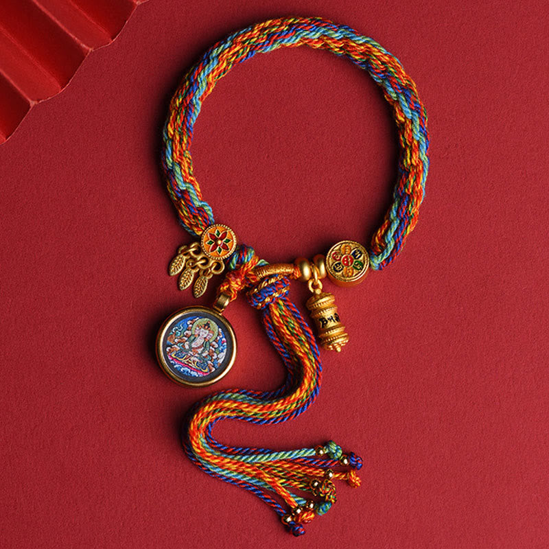 Buddha Stones Thangka Tibetan Chinese Zodiac Zakiram Colorful Rope Connection String Bracelet - Ox&Tiger - image 1