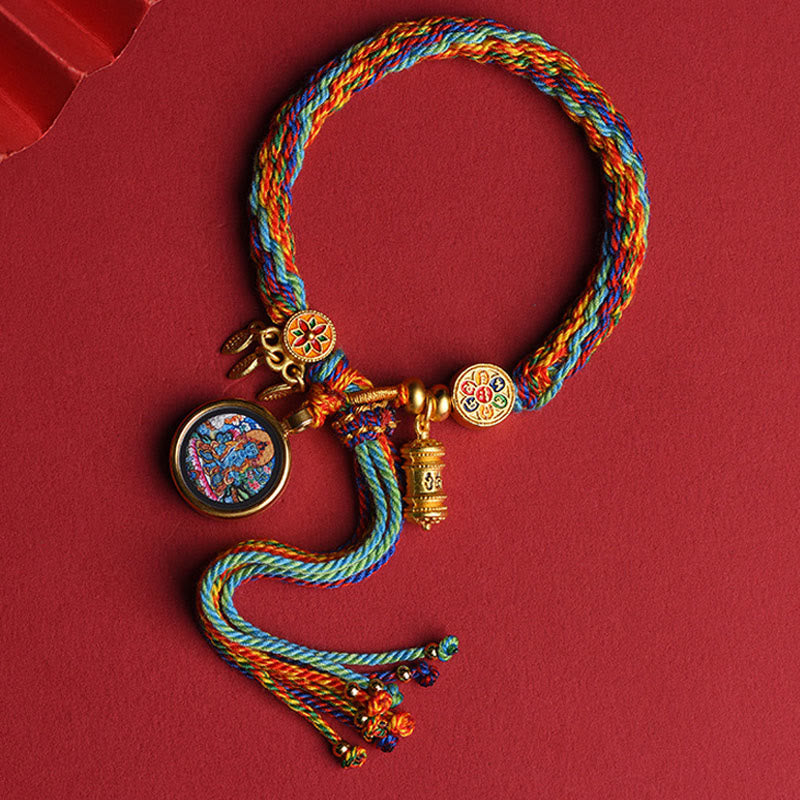 Buddha Stones Thangka Tibetan Chinese Zodiac Zakiram Colorful Rope Connection String Bracelet - Horse - image 2
