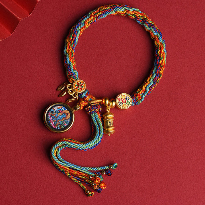 Buddha Stones Thangka Tibetan Chinese Zodiac Zakiram Colorful Rope Connection String Bracelet - Horse - image 2