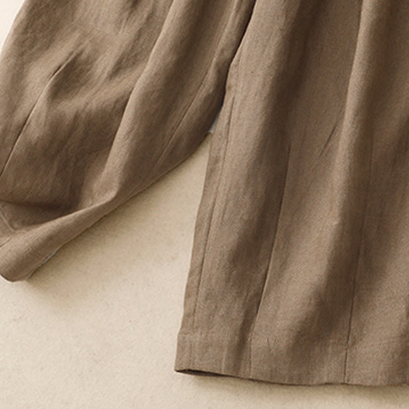 Buddha Stones Summer Plain Women's Cotton Linen Harem Pants With Pockets - image 3