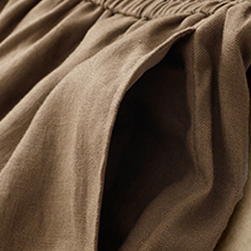 Buddha Stones Summer Plain Women's Cotton Linen Harem Pants With Pockets - image 1