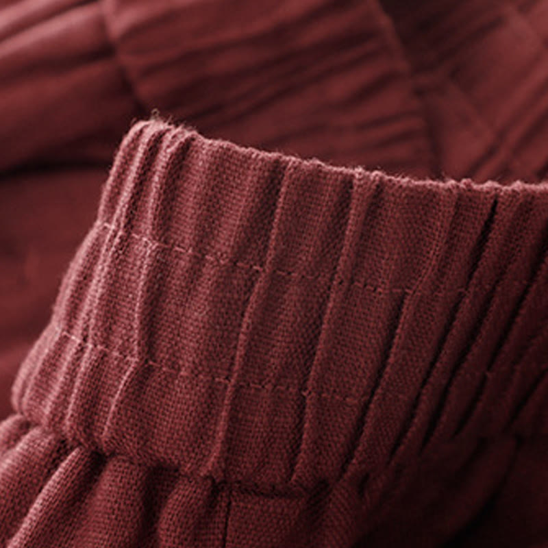 Buddha Stones Summer Plain Women's Cotton Linen Harem Pants With Pockets - image 6