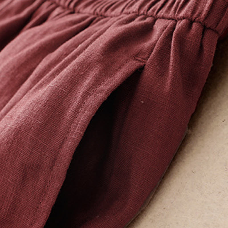 Buddha Stones Summer Plain Women's Cotton Linen Harem Pants With Pockets - image 9