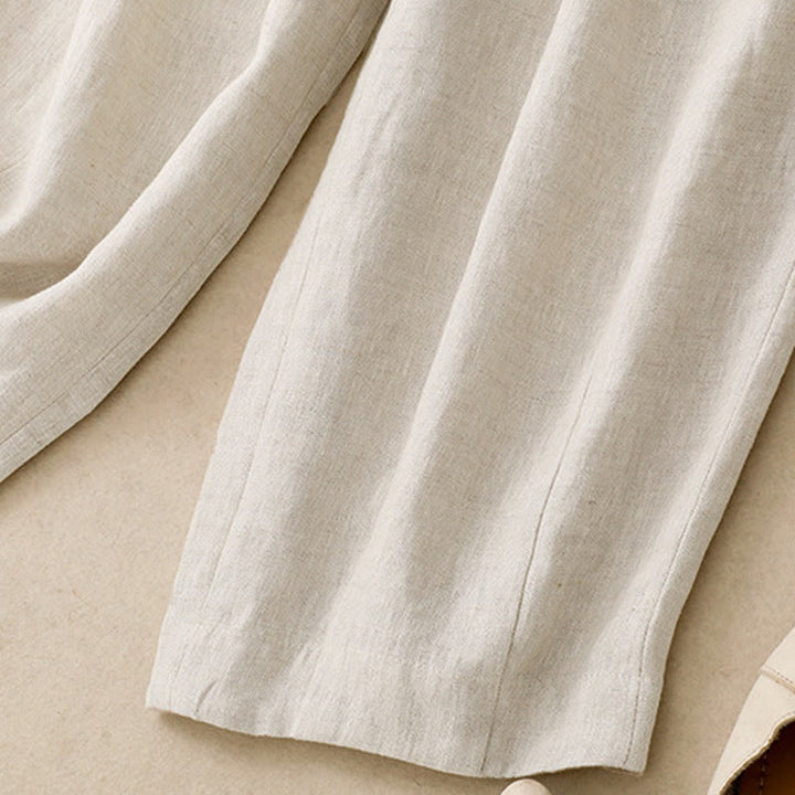 Buddha Stones Summer Plain Women's Cotton Linen Harem Pants With Pockets - image 12