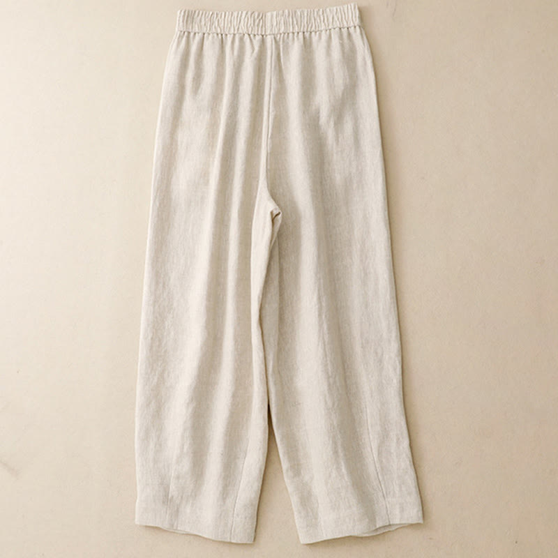Buddha Stones Summer Plain Women's Cotton Linen Harem Pants With Pockets - image 11