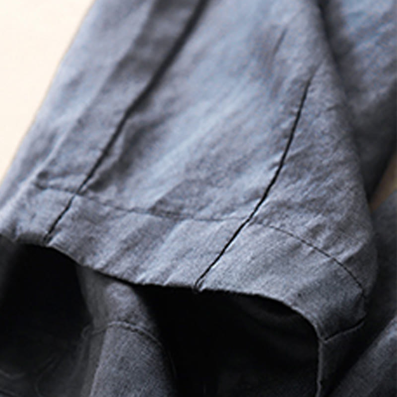 Buddha Stones Casual Plain Cropped Pants Women's Linen Harem Pants With Pockets - image 4