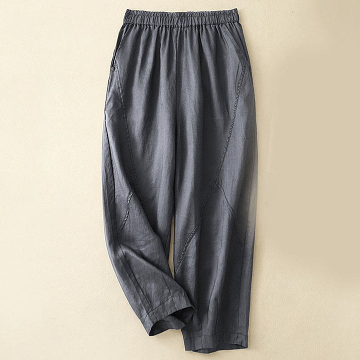 Buddha Stones Casual Plain Cropped Pants Women's Harem Pants With Pockets - SteelBlue - US8-10，UK/AU12-14，EU40-42 (2XL) - image 0