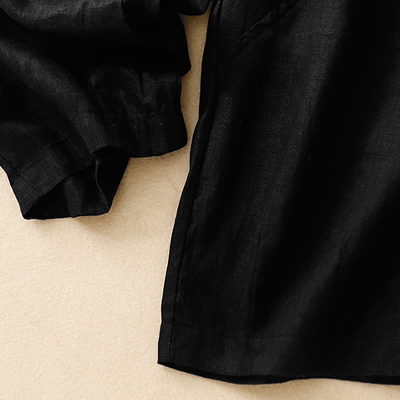 Buddha Stones Casual Plain Cropped Pants Women's Cotton Linen Harem Pants With Pockets - image 13