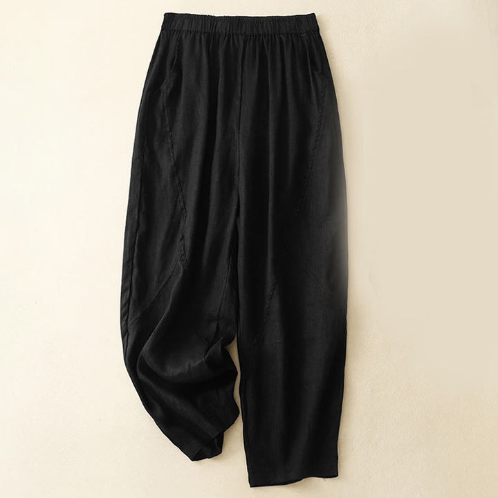 Buddha Stones Casual Plain Cropped Pants Women's Harem Pants With Pockets - Black - US8-10，UK/AU12-14，EU40-42 (2XL) - image 10