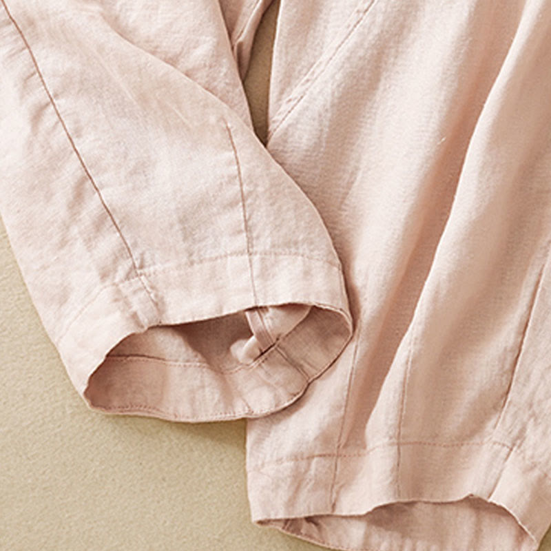 Buddha Stones Casual Plain Cropped Pants Women's Linen Harem Pants With Pockets - image 21