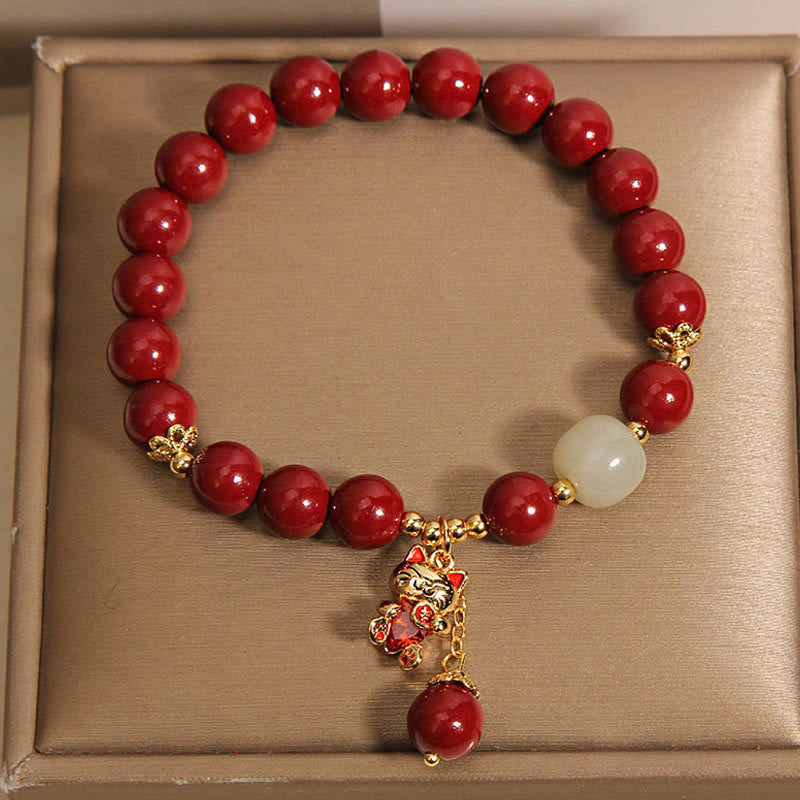 Buddha Stones "Wishing You Good Fortune and Joy" Cat Cinnabar Bracelet Includes Gift Message Card - image 10
