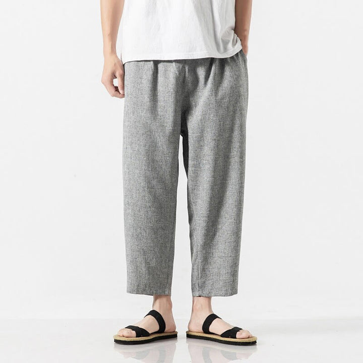 Buddha Stones Summer Plain Men's 7-8 Length Cotton Linen Pants With Pockets - LightGrey - US/UK/AU46，EU56 (5XL) - image 25