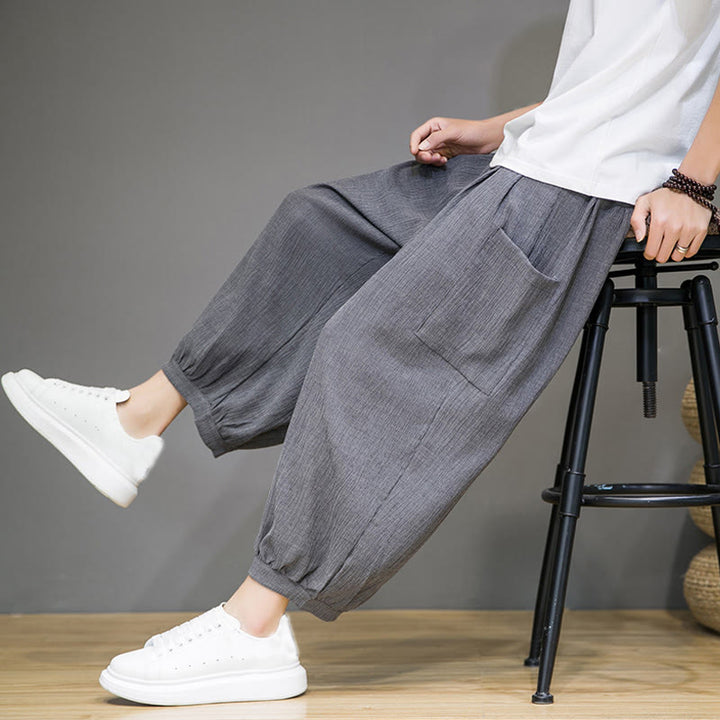 Buddha Stones Casual 7-8 Length Cropped Men's Harem Pants With Side Pockets - image 26