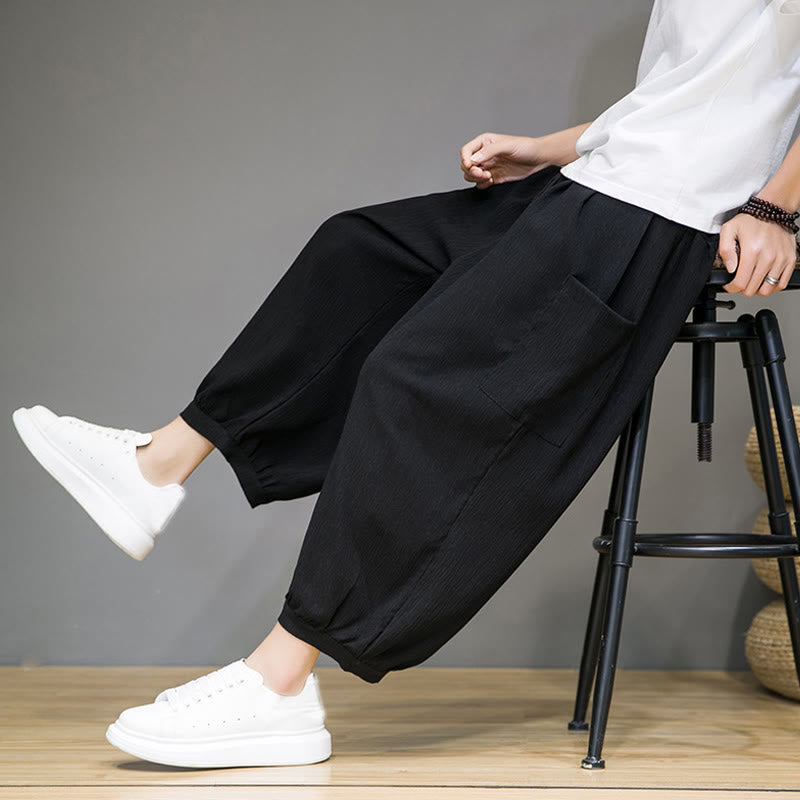 Buddha Stones Casual 7-8 Length Cropped Men's Harem Pants With Side Pockets - image 17