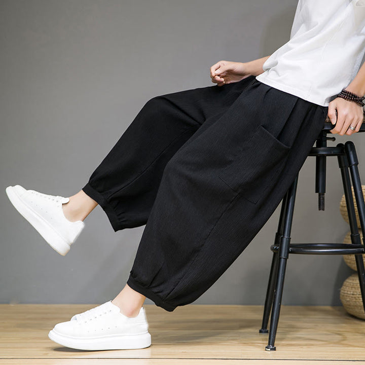 Buddha Stones Casual 7-8 Length Cropped Men's Harem Pants With Side Pockets - image 16