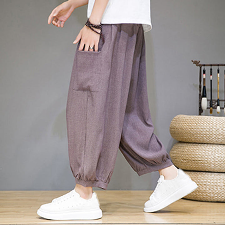 Buddha Stones Casual 7-8 Length Cropped Men's Harem Pants With Side Pockets - RosyBrown - US/UK/AU46，EU56 (5XL) - image 28