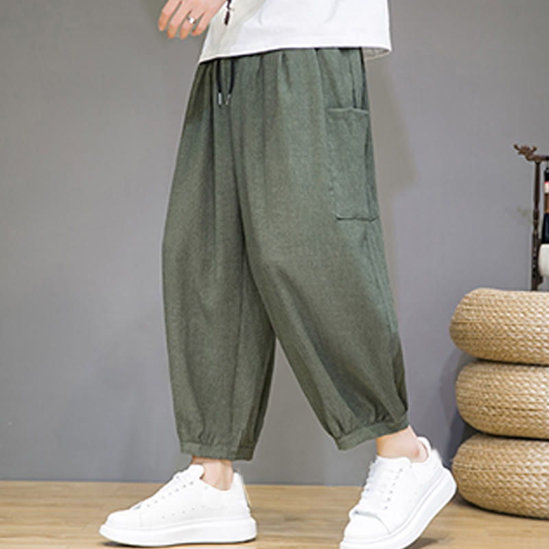 Buddha Stones Casual 7-8 Length Cropped Men's Harem Pants With Side Pockets - image 2