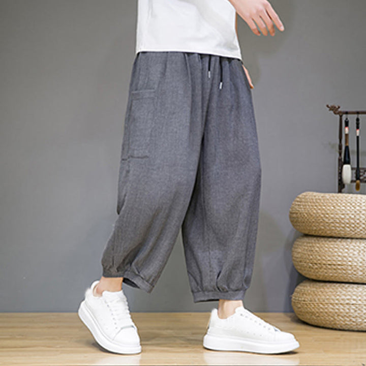 Buddha Stones Casual 7-8 Length Cropped Men's Harem Pants With Side Pockets - image 18