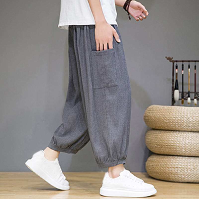 Buddha Stones Casual 7-8 Length Cropped Men's Harem Pants With Side Pockets - image 23