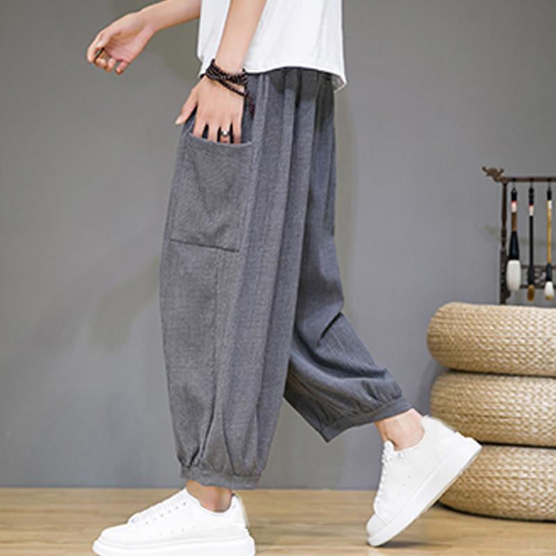 Buddha Stones Casual 7-8 Length Cropped Men's Harem Pants With Side Pockets - image 23