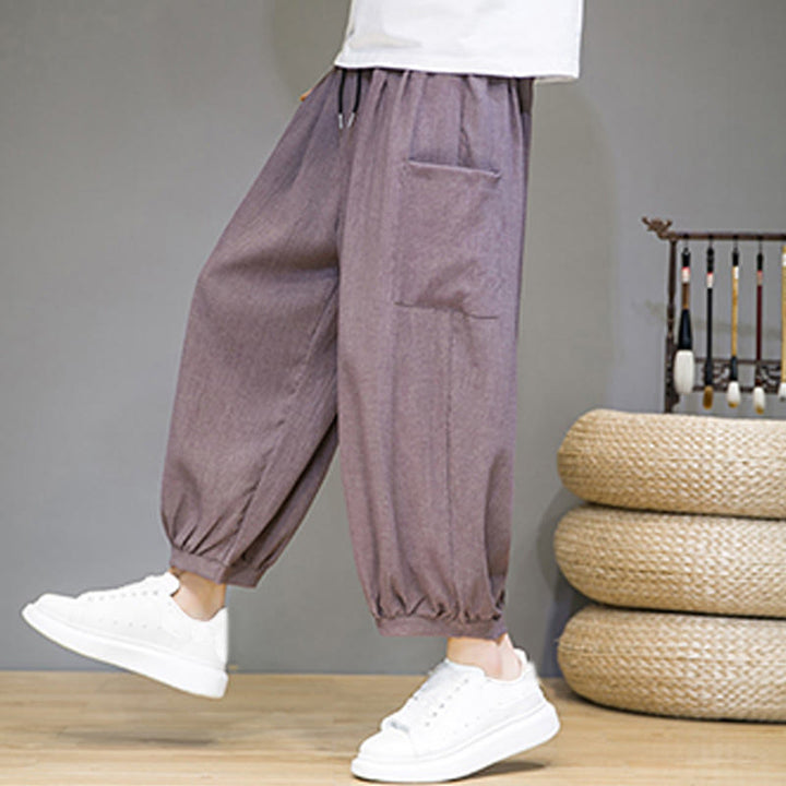 Buddha Stones Casual 7-8 Length Cropped Men's Harem Pants With Side Pockets - image 33