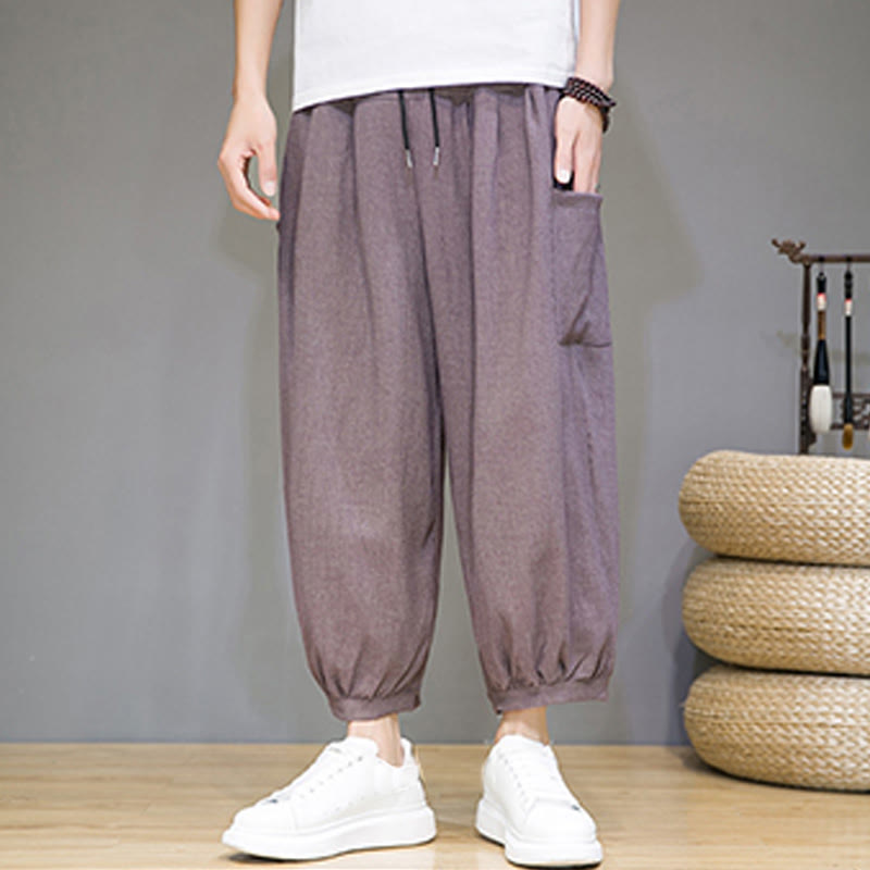 Buddha Stones Casual 7-8 Length Cropped Men's Harem Pants With Side Pockets - image 33