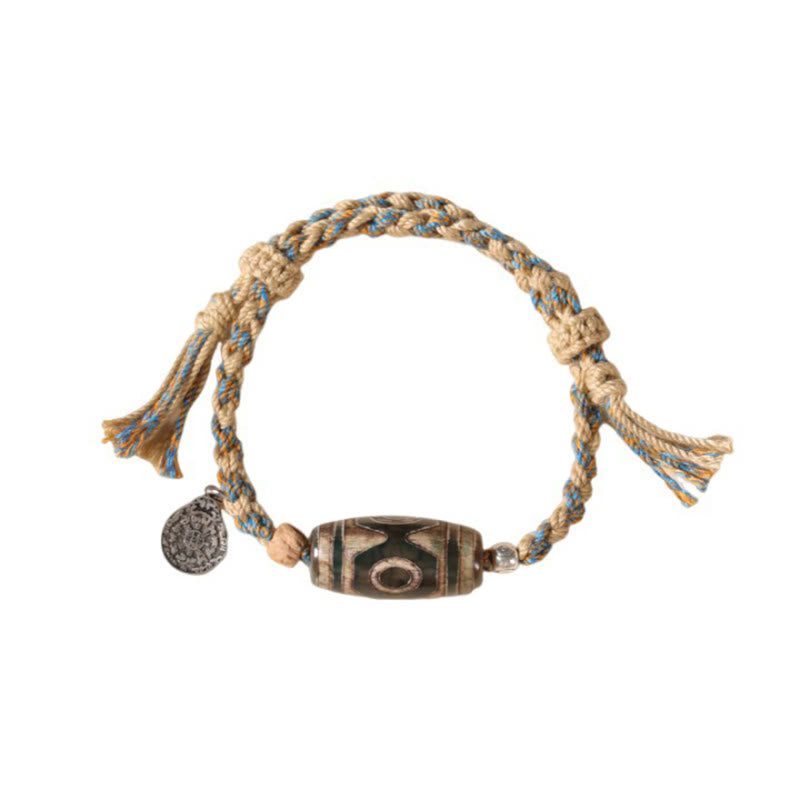 Buddha Stones Handmade Tibetan Dzi Bead Wealth Protection Braided String Bracelet - image 13