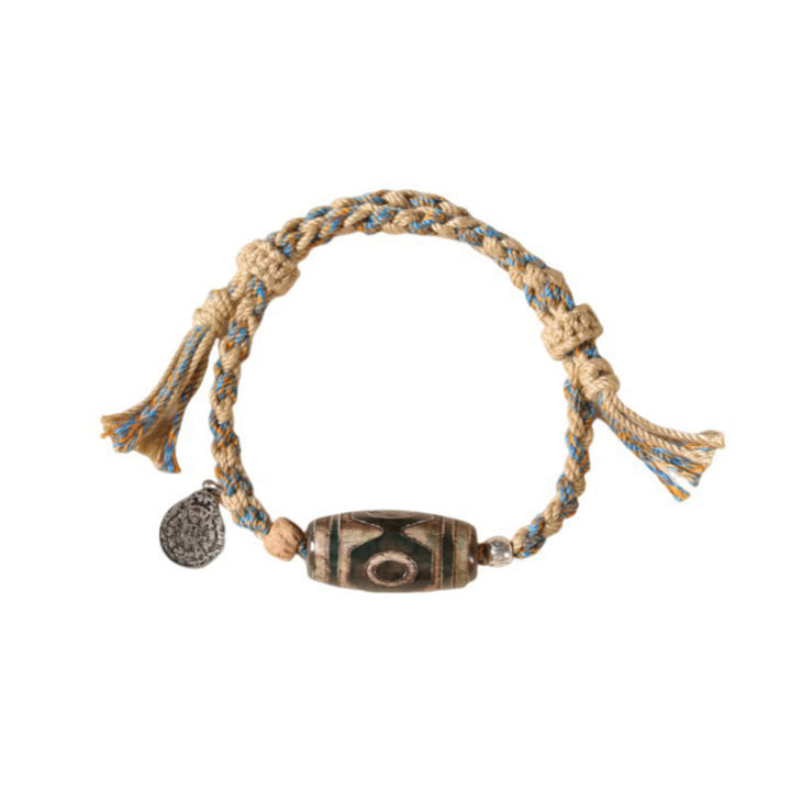 Buddha Stones Handmade Tibetan Dzi Bead Wealth Protection Braided String Bracelet - image 13
