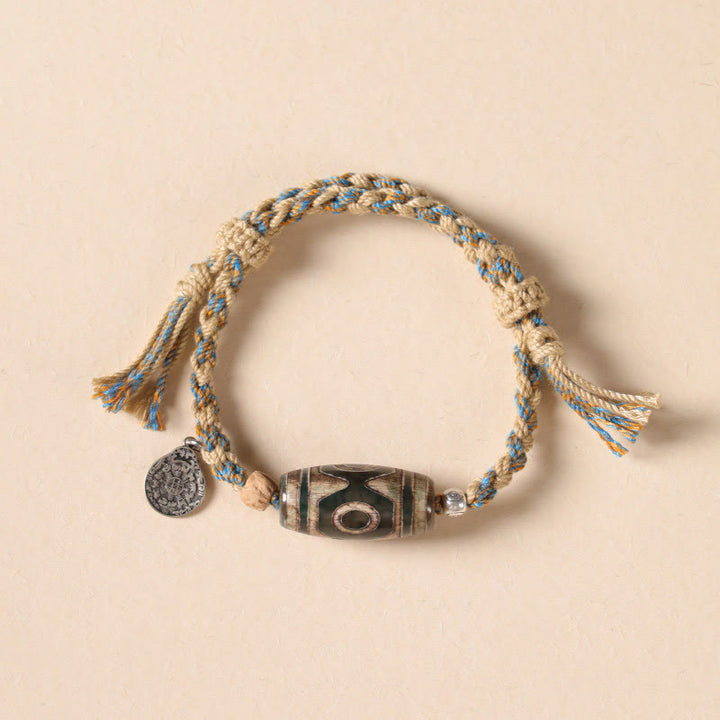 Buddha Stones Handmade Tibetan Dzi Bead Wealth Protection Braided String Bracelet - image 12