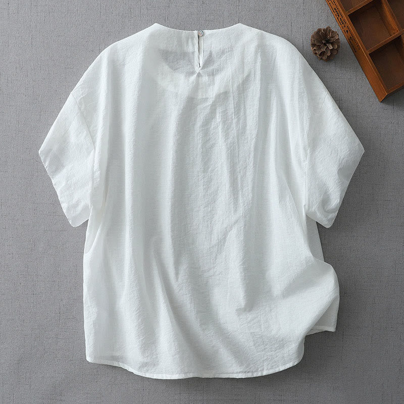 Buddha Stones Beads Crew Neck Design Cotton Short Sleeve Women's Shirt - image 7
