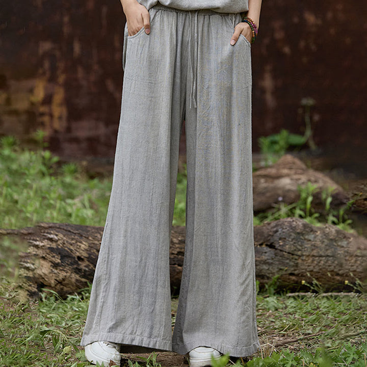 Buddha Stones Casual Tie-Dye Women's Linen Wide Leg Pants With Pockets - image 18