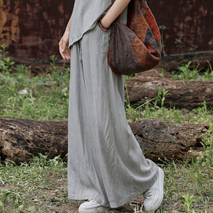 Buddha Stones Casual Tie-Dye Women's Linen Wide Leg Pants With Pockets - image 20