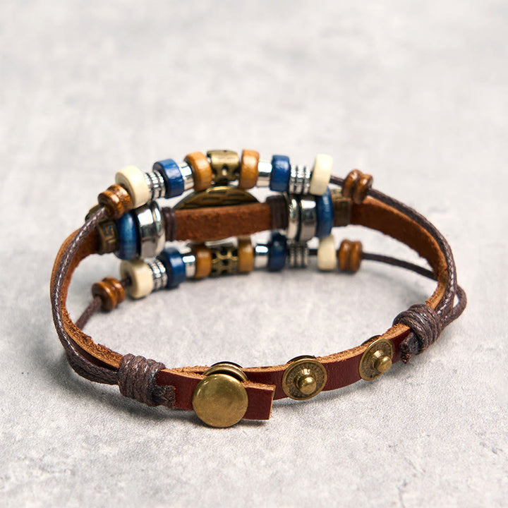 FREE Today: Protection and Blessing Evil Eye Leather Adjustable Bracelet