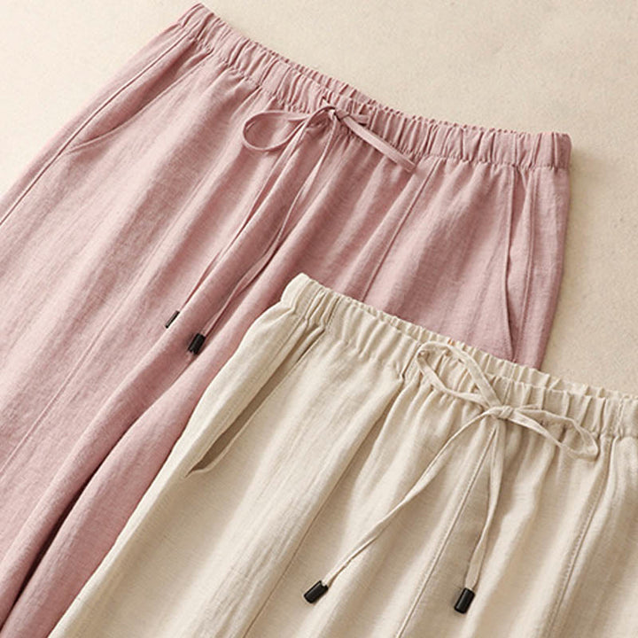 Buddha Stones Summer Drawstring Design Women's Wide Leg Pants With Pockets - image 17