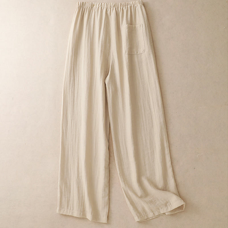 Buddha Stones Summer Drawstring Design Women's Wide Leg Pants With Pockets - image 8
