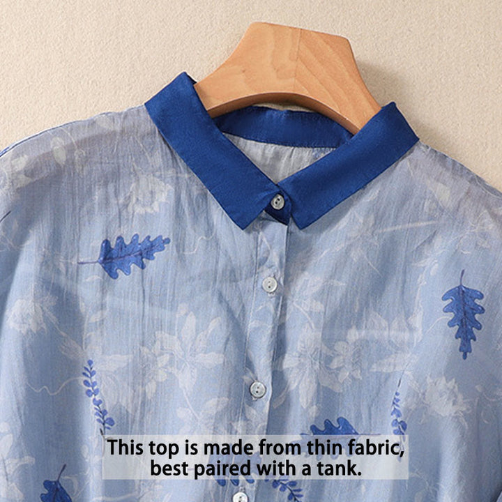 Buddha Stones Small Yellow Flower Leaves Buttons Short Sleeve Women's Shirt - image 12